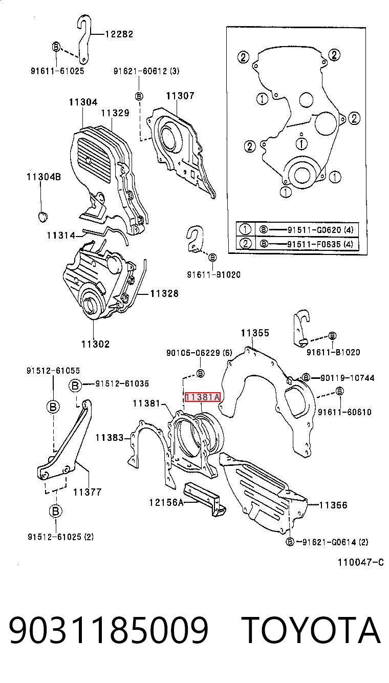 9031185009 Toyota Uszczelniacz wału korbowego silnika tylny