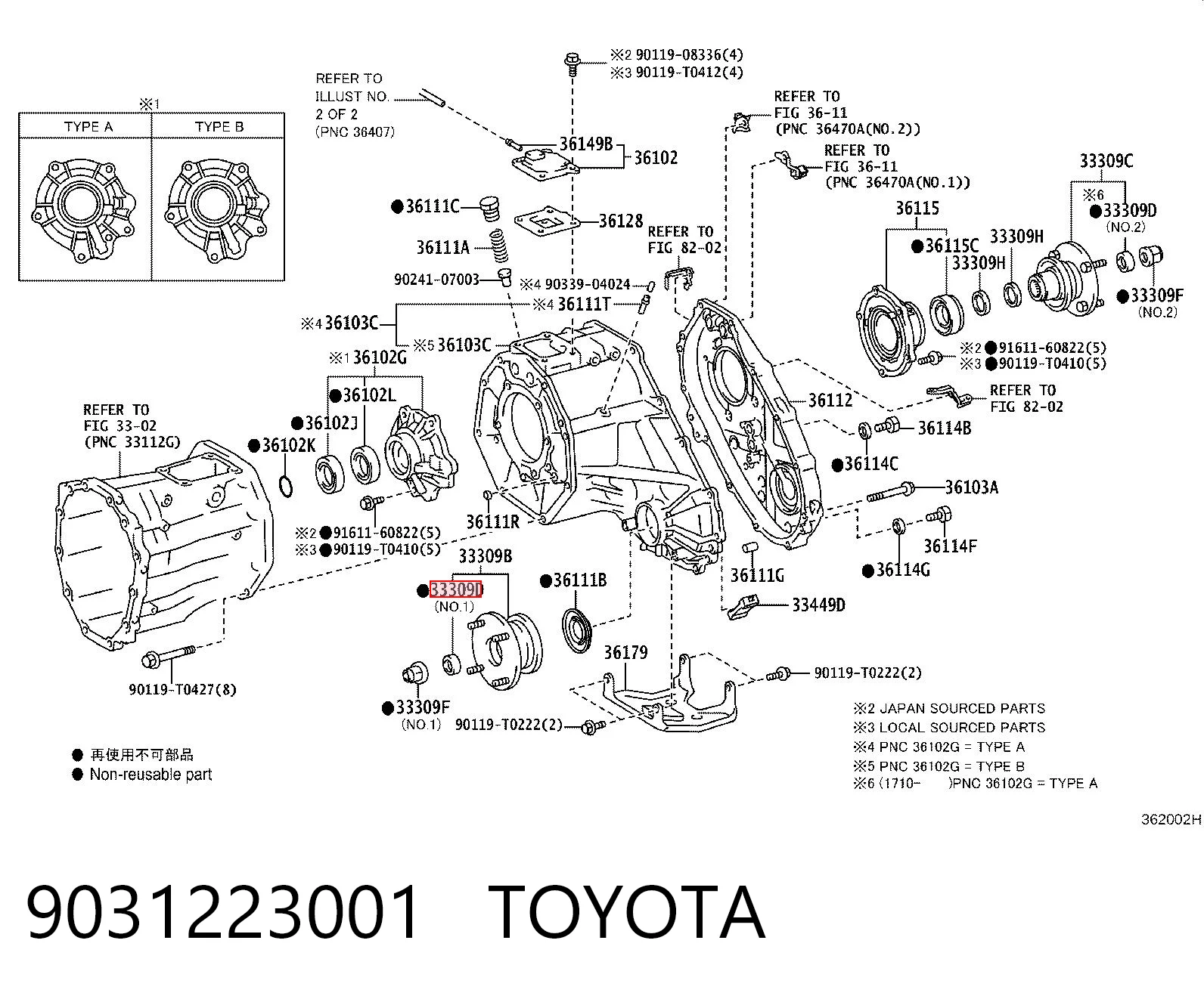 9031223001 Toyota Uszczelniacz skrzyni rozdzielczej przedni wyjściowy