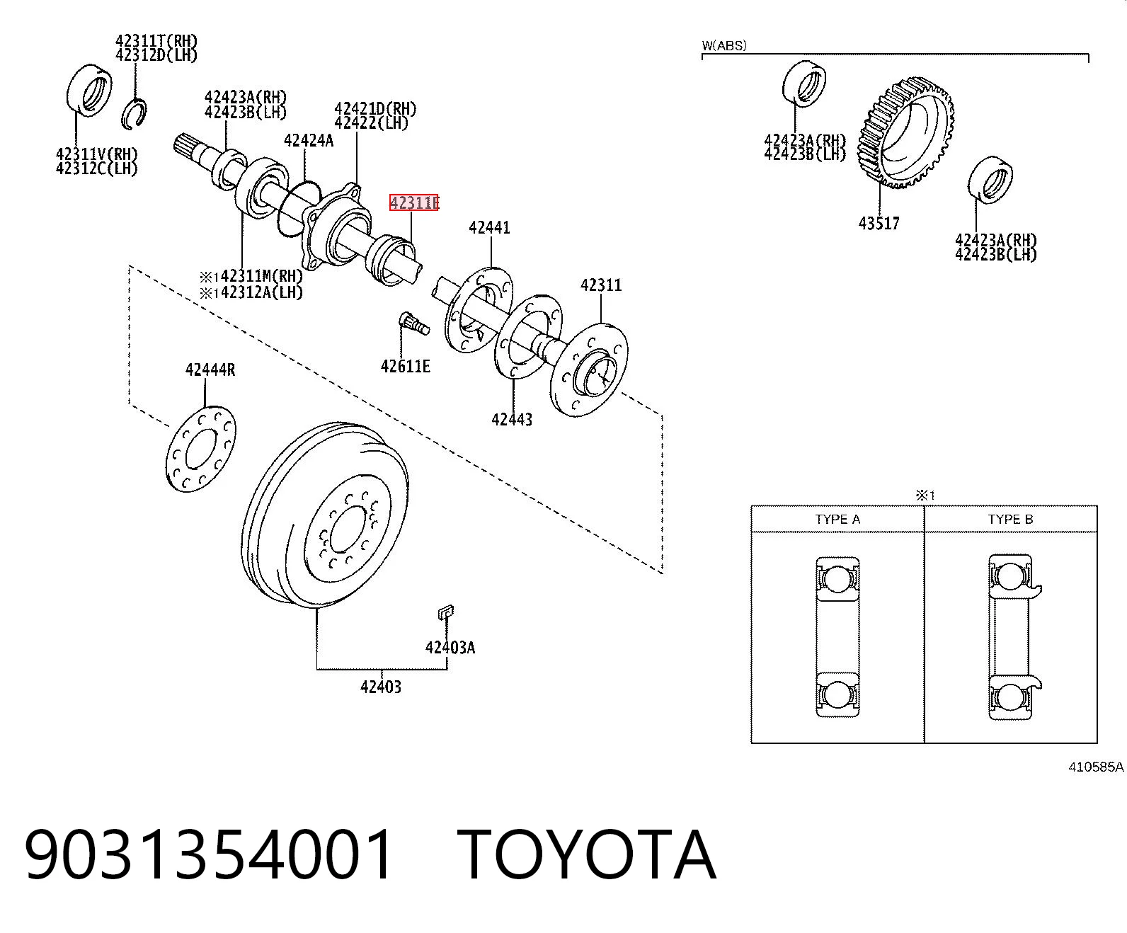 9031354001 Toyota Uszczelniacz piasty tylnej