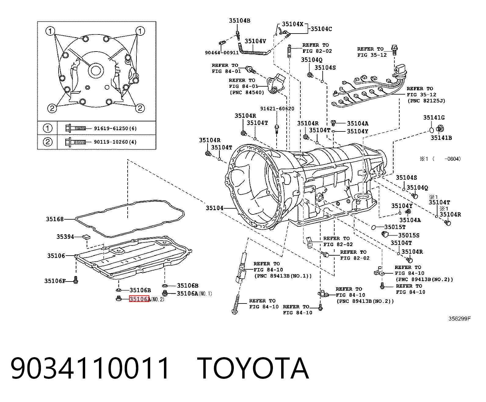 9034110011 Toyota Korek miski automatycznej skrzyni biegów