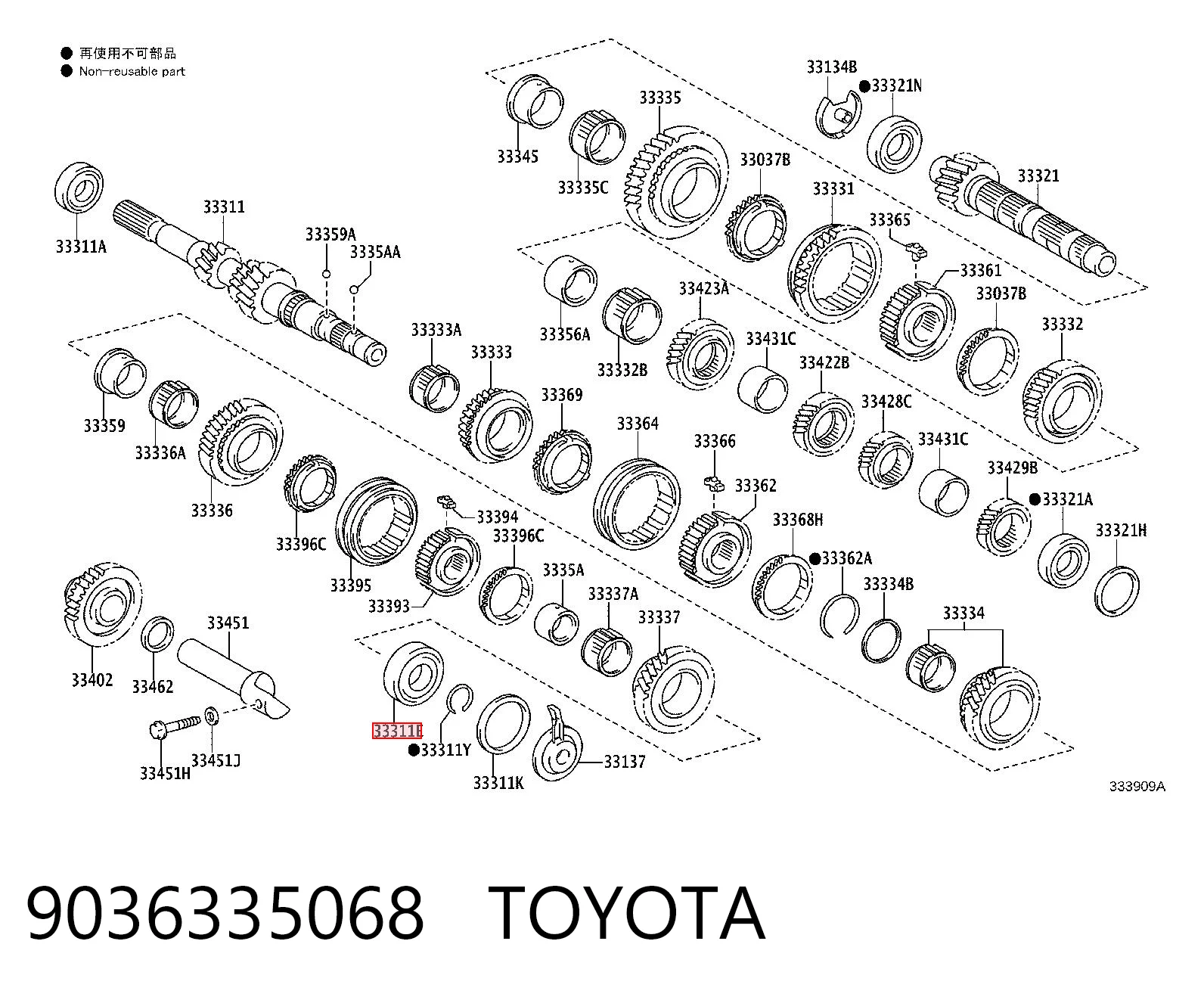 Łożysko wału sprzęgłowego skrzyni biegów do Toyota Avensis III T27