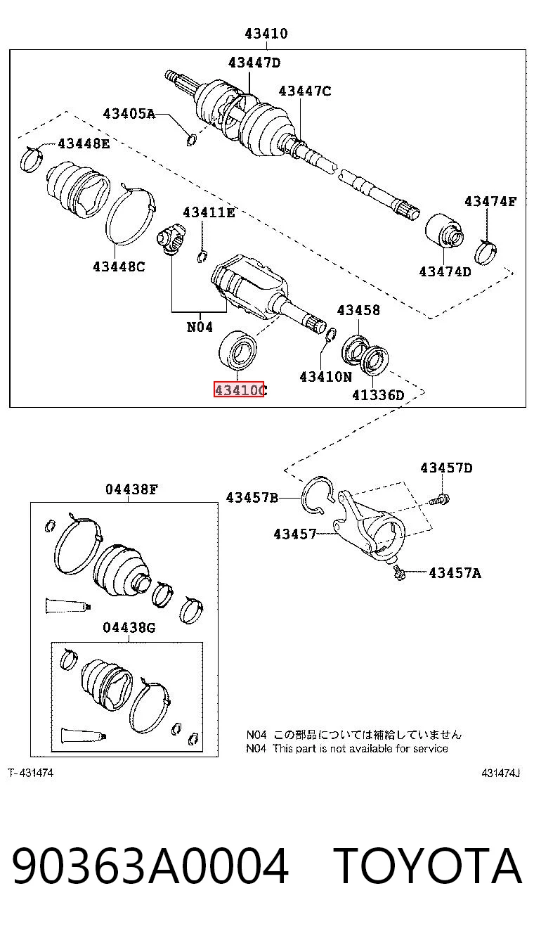 90363A0004 Toyota Łożysko półosi mostu przedniego