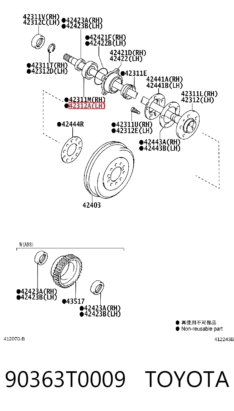  Lożysko piasty tylnej Toyota FORTUNER 