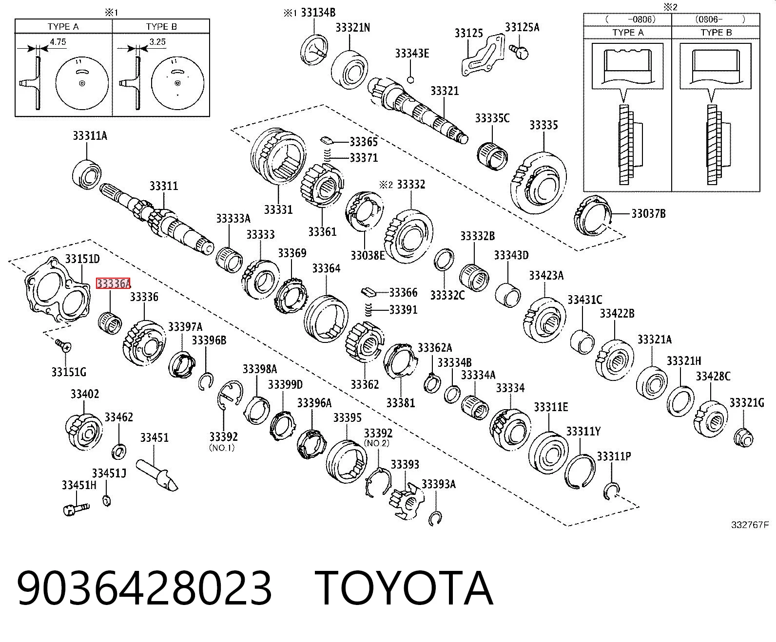 9036428023 Toyota Łożysko koła zębatego 5. biegu skrzyni biegów