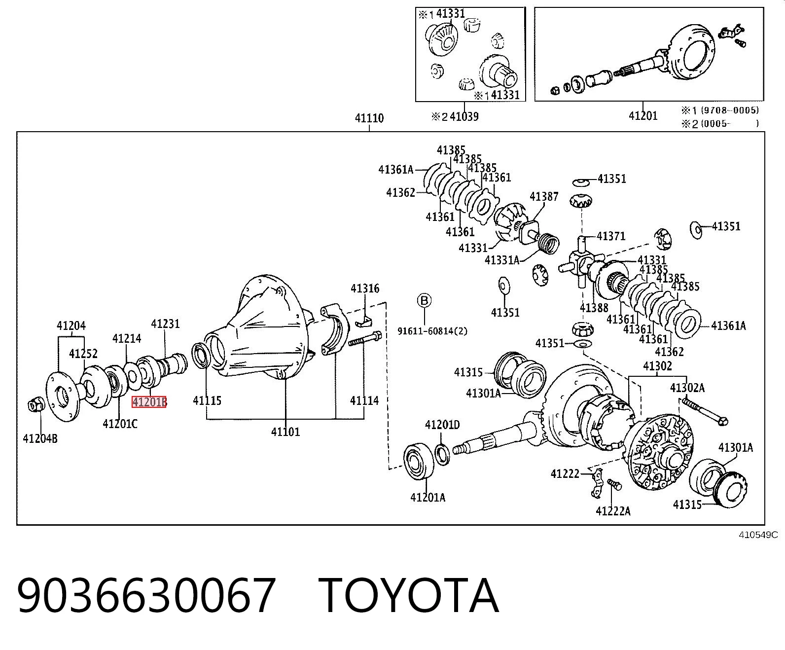 9036630067 Toyota Łożysko końcówki mostu tylnego zewnętrzne