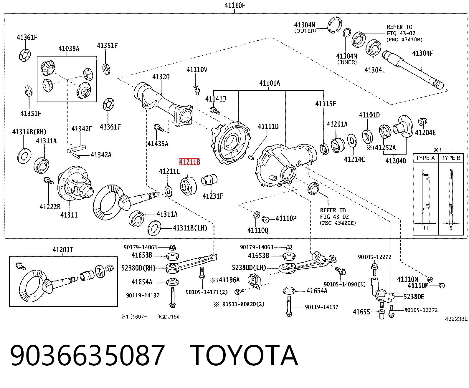 9036635087 Toyota Łożysko końcówki przedniego mostu wewnętrzne