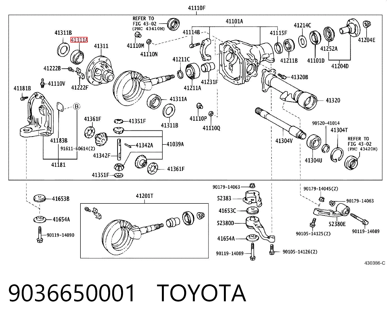 9036650001 Toyota Lożysko półosi mostu tylnego