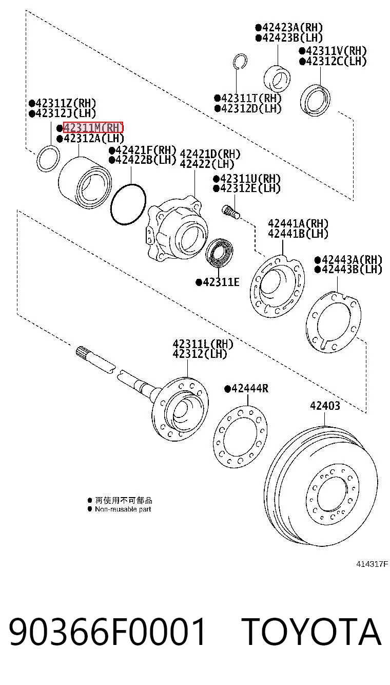 90366F0001 Toyota Lożysko piasty tylnej