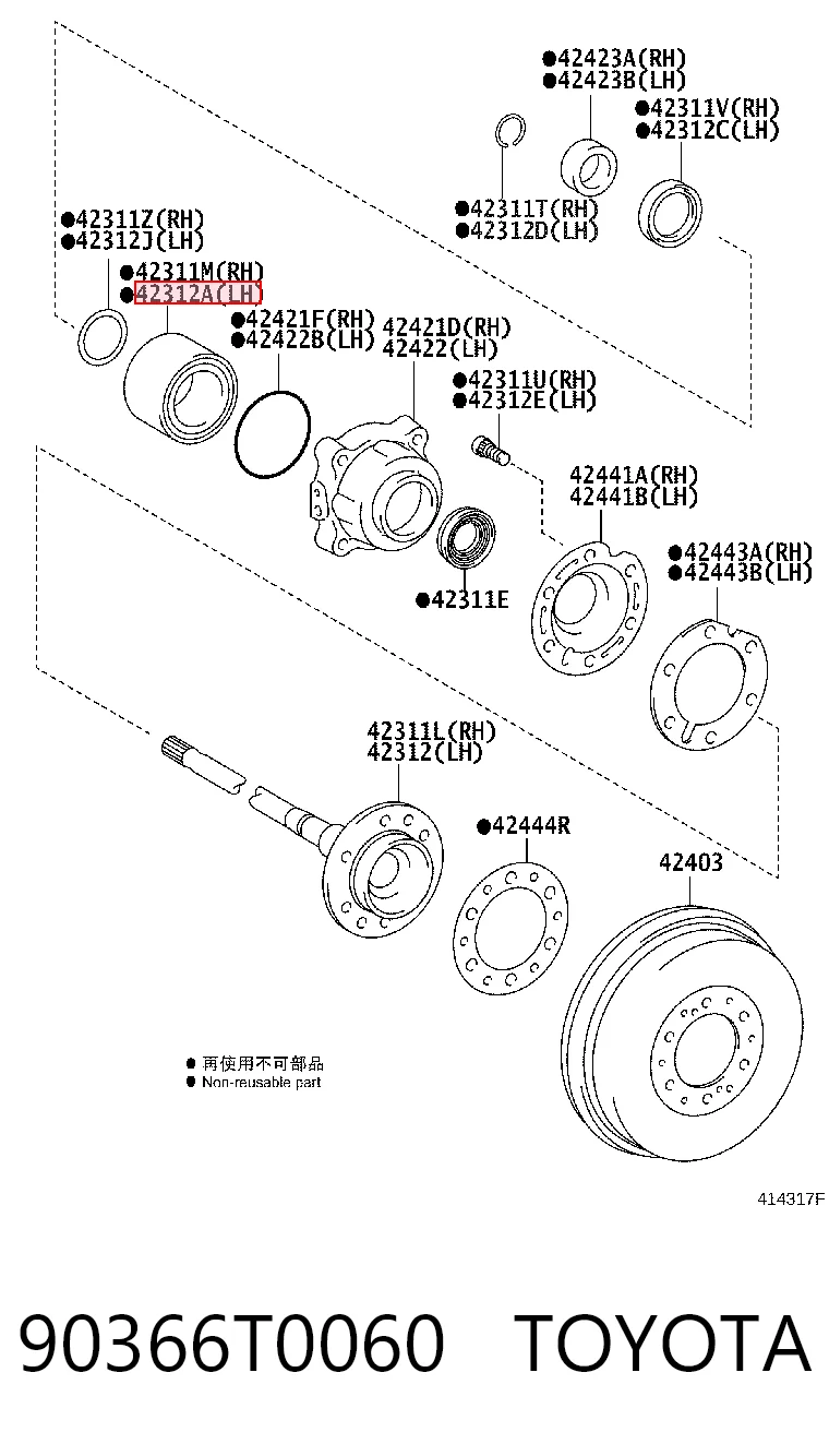 90366T0060 Toyota Lożysko piasty tylnej