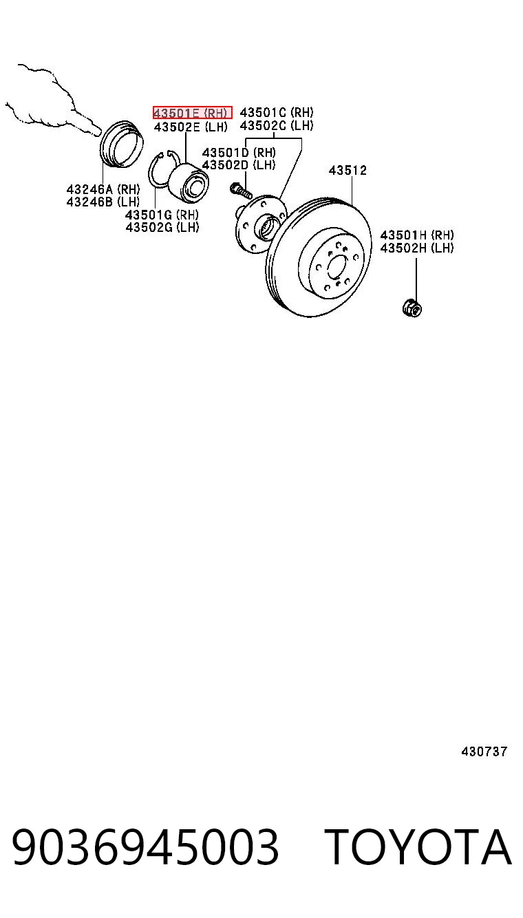 9036945003 Toyota Łożysko piasty przedniej