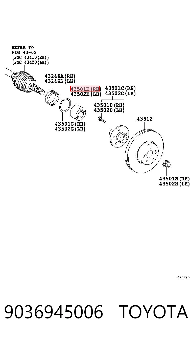 9036945006 Toyota Łożysko piasty przedniej