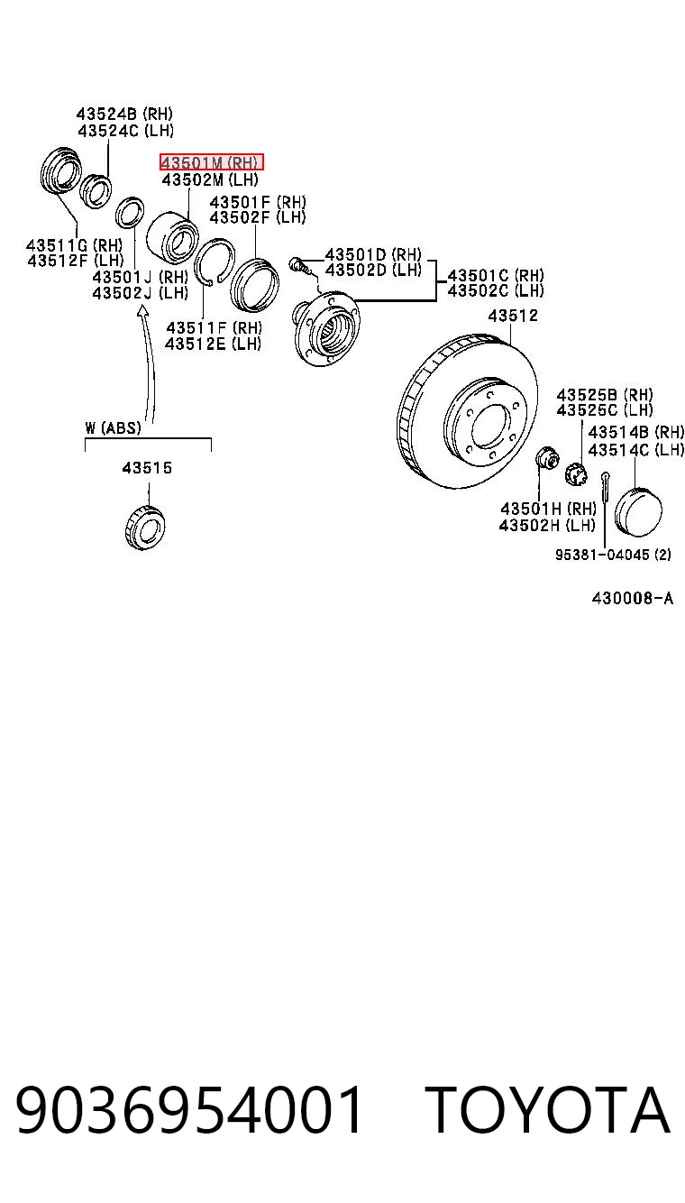 9036954001 Toyota Łożysko piasty przedniej