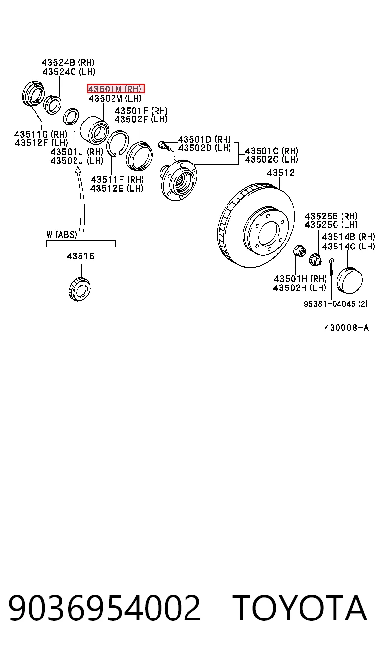 9036954002 Toyota Łożysko piasty przedniej