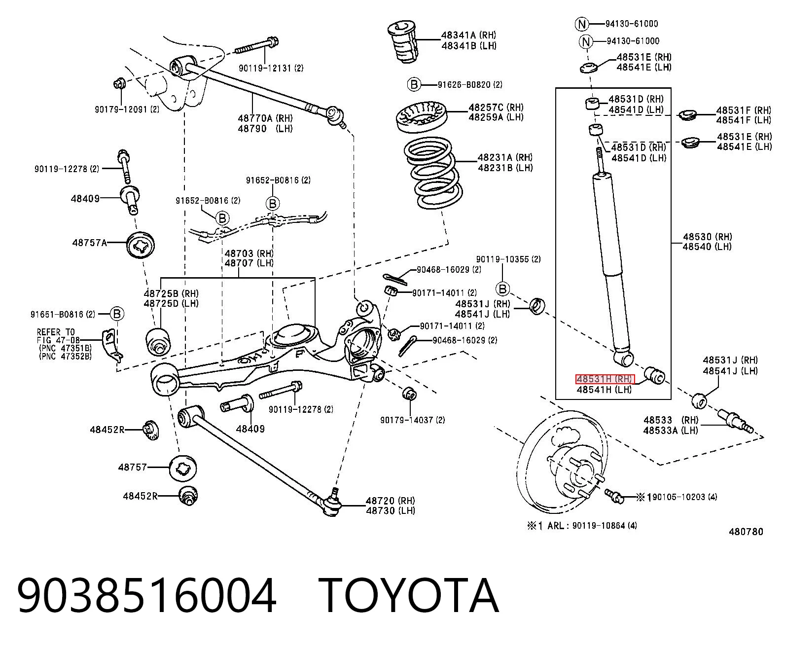 9038516004 Toyota Silentblock amortyzatora tylnego