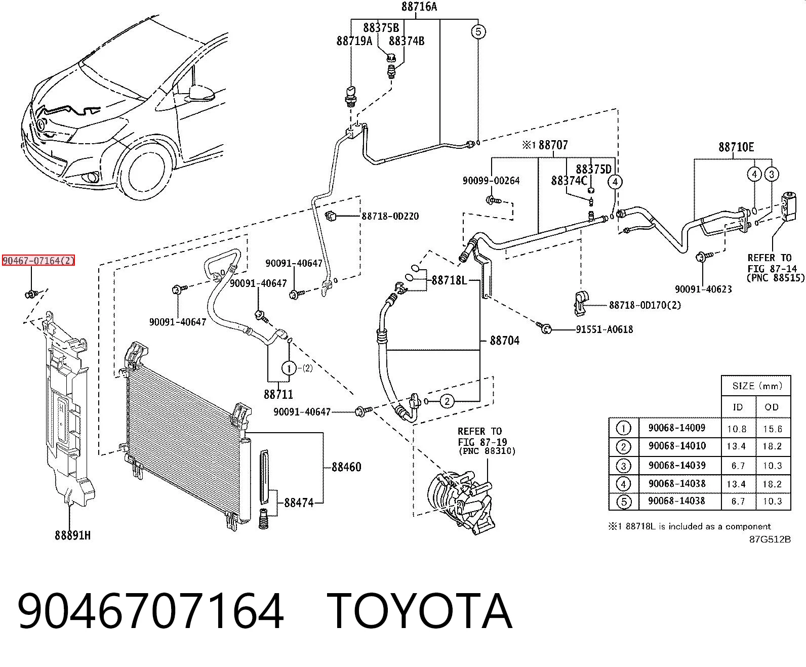9046707164 Toyota Spinka mocowania nadkola przedniego