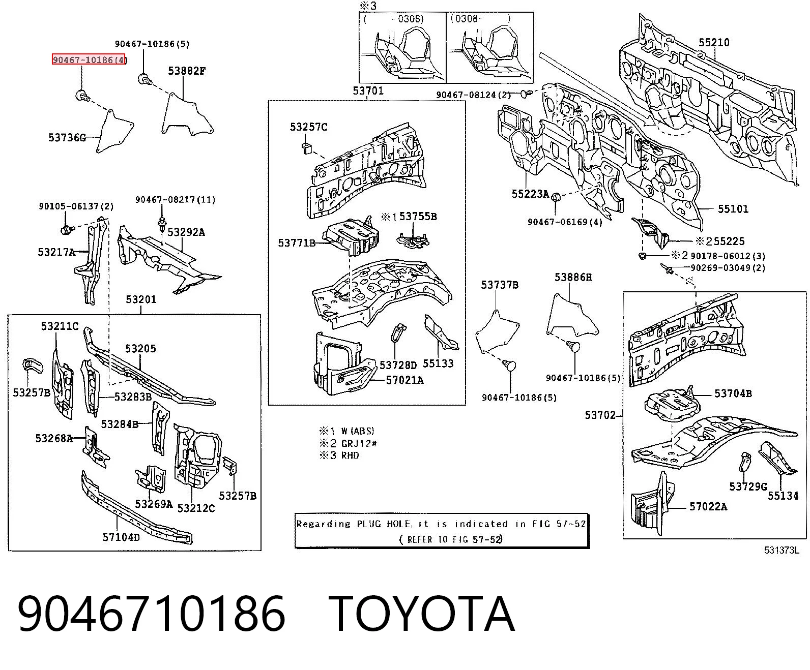 9046710186 Toyota Spinka mocowania nadkola przedniego