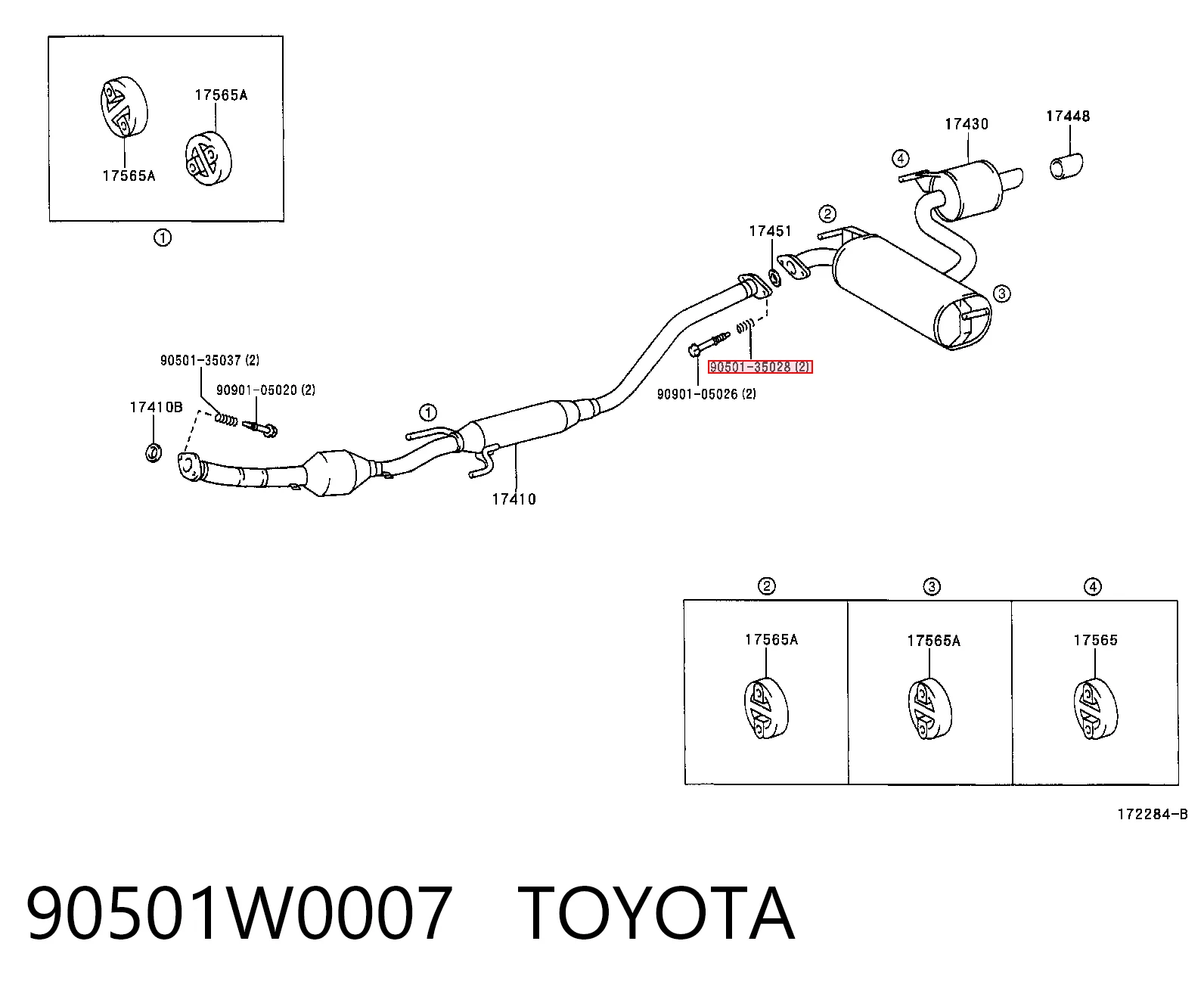 90501W0007 Toyota Sprężyna układu wydechowego