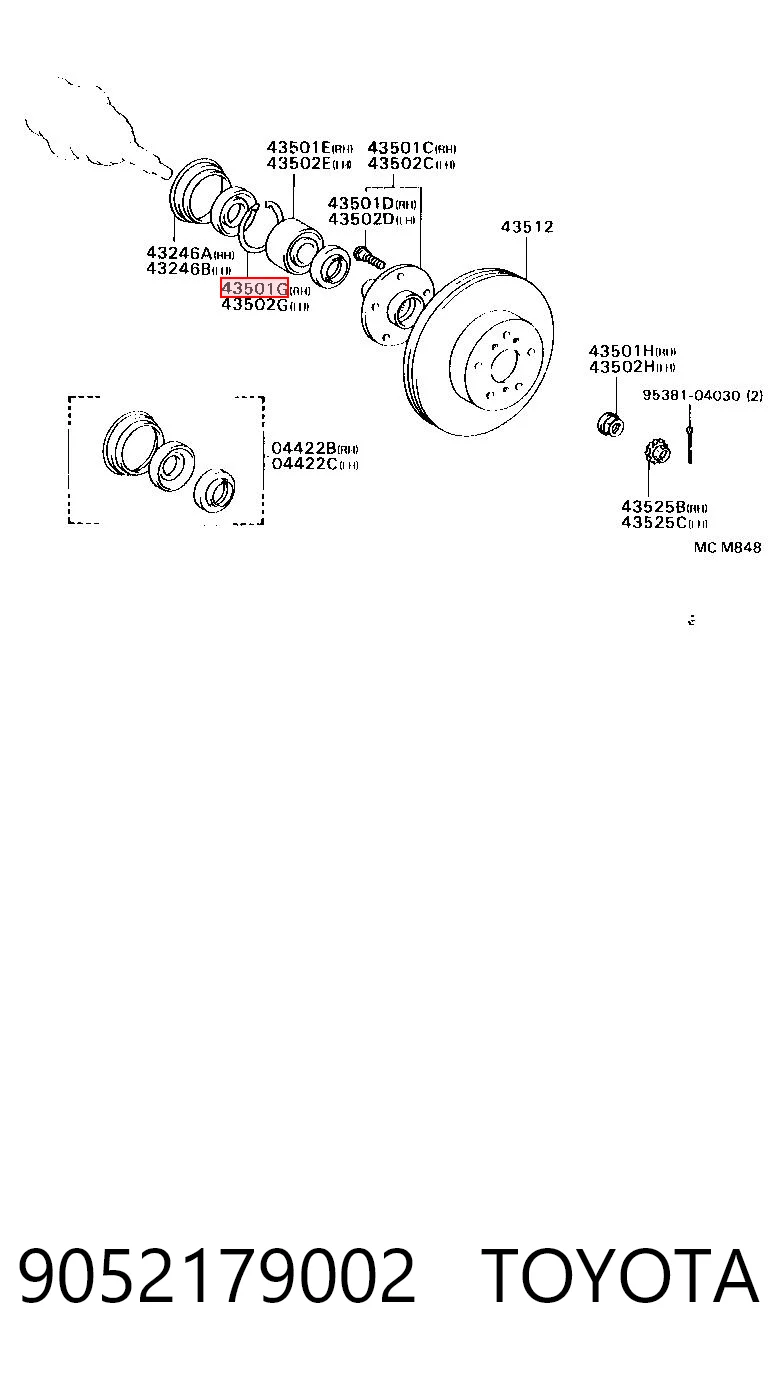 9052179002 Toyota Pierścień zabezpieczający łożysko piasty przedniej