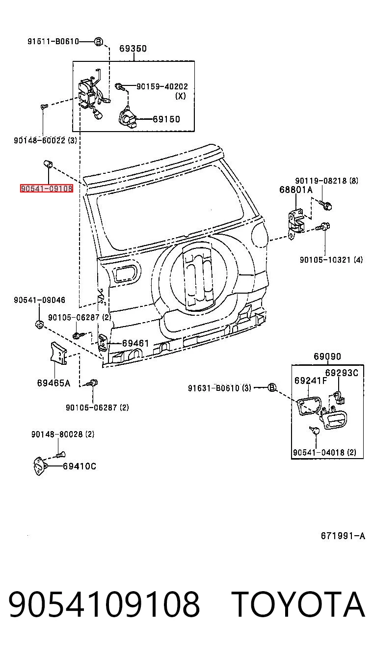 9054109108 Toyota Ogranicznik drzwi tylny