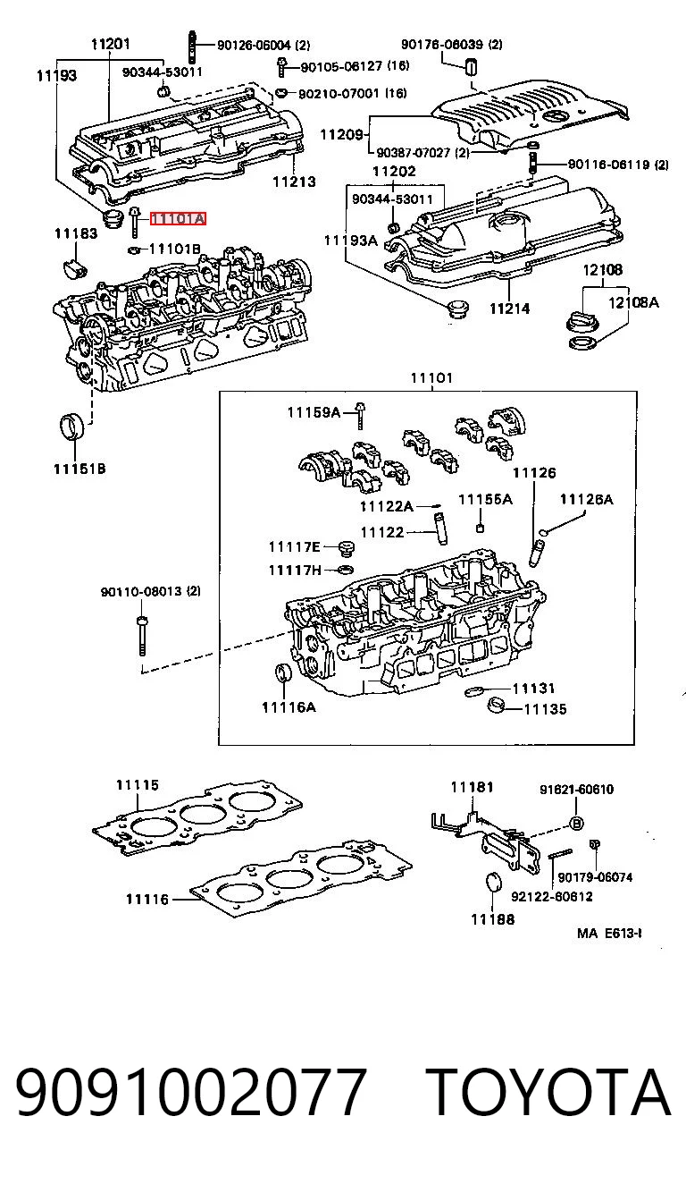 9091002077 Toyota Śruba głowicy cylindrów