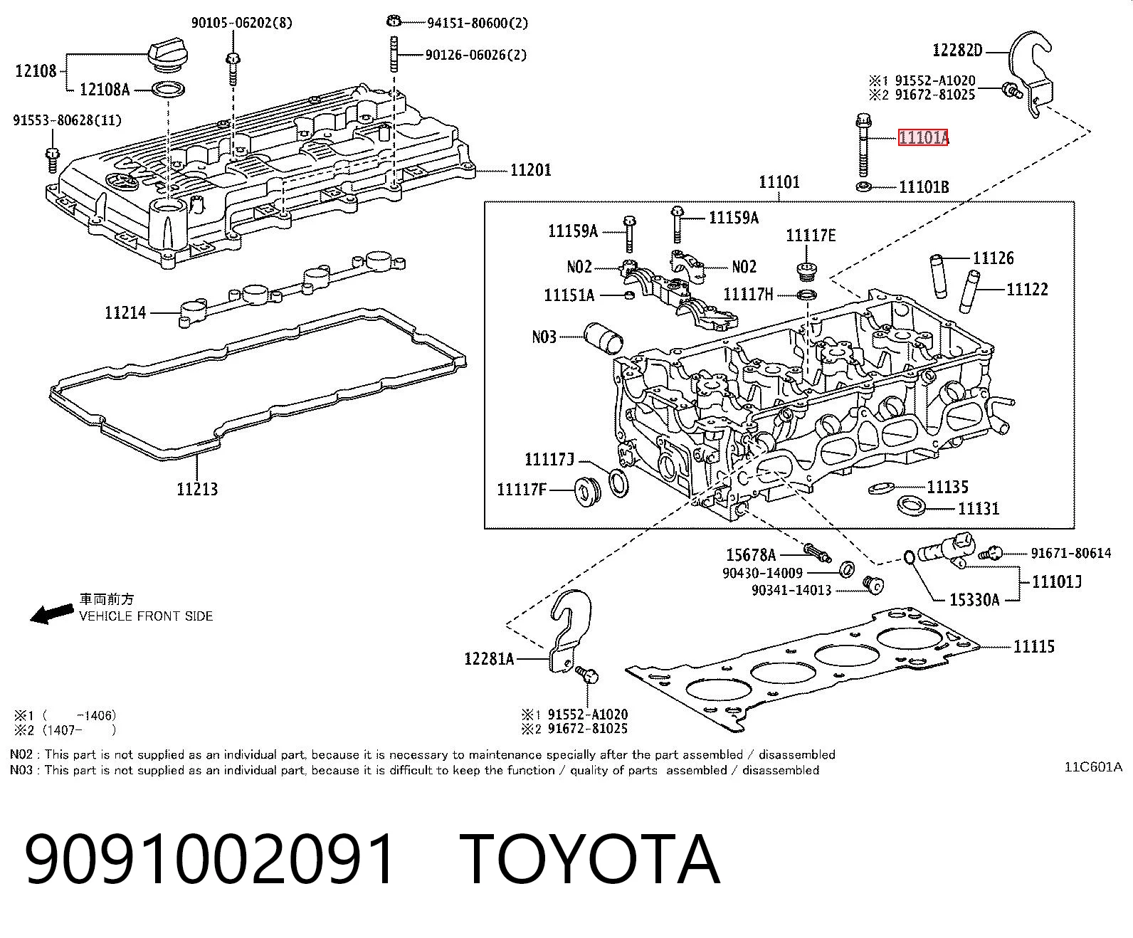 9091002091 Toyota Śruba głowicy cylindrów