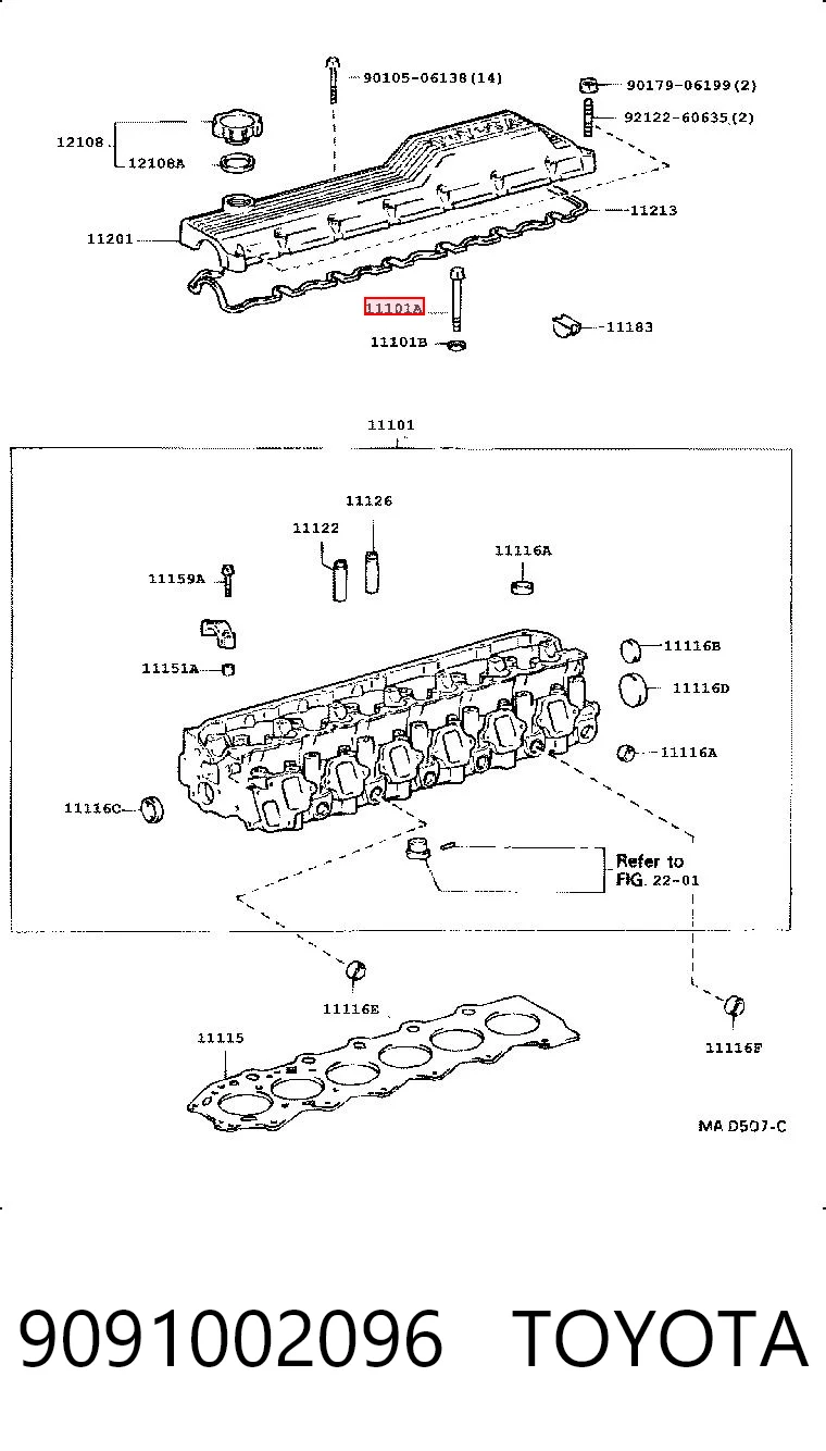 9091002096 Toyota Śruba głowicy cylindrów