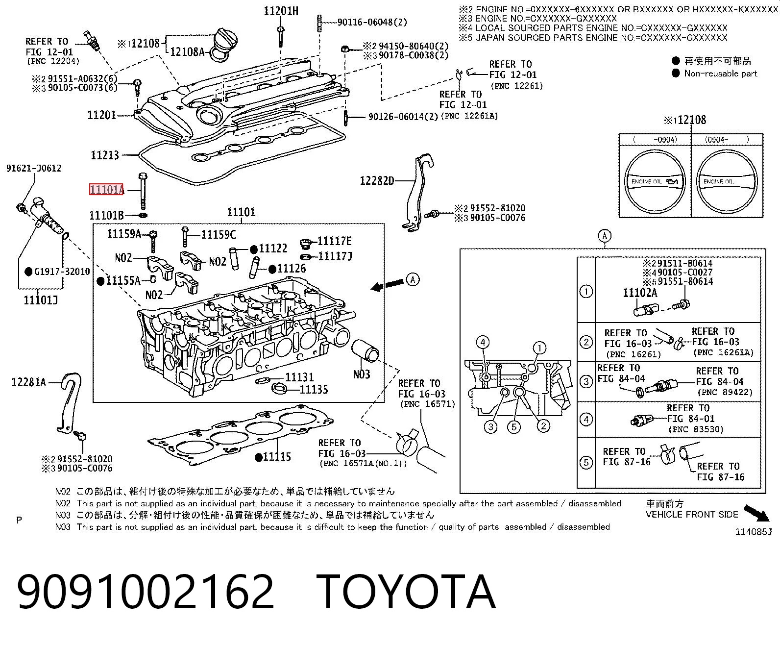 9091002162 Toyota Śruba głowicy cylindrów