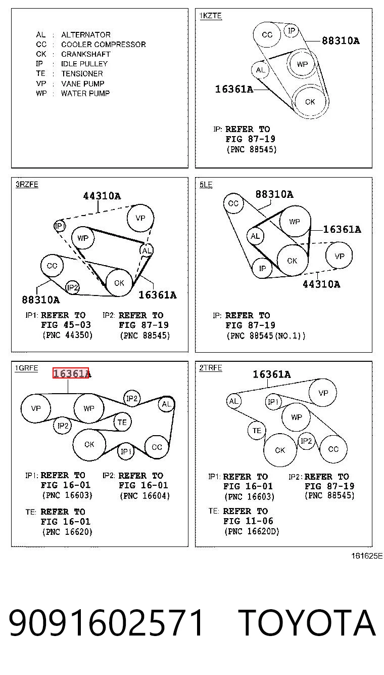 9091602571 Toyota Pas napędowy mechanizmów