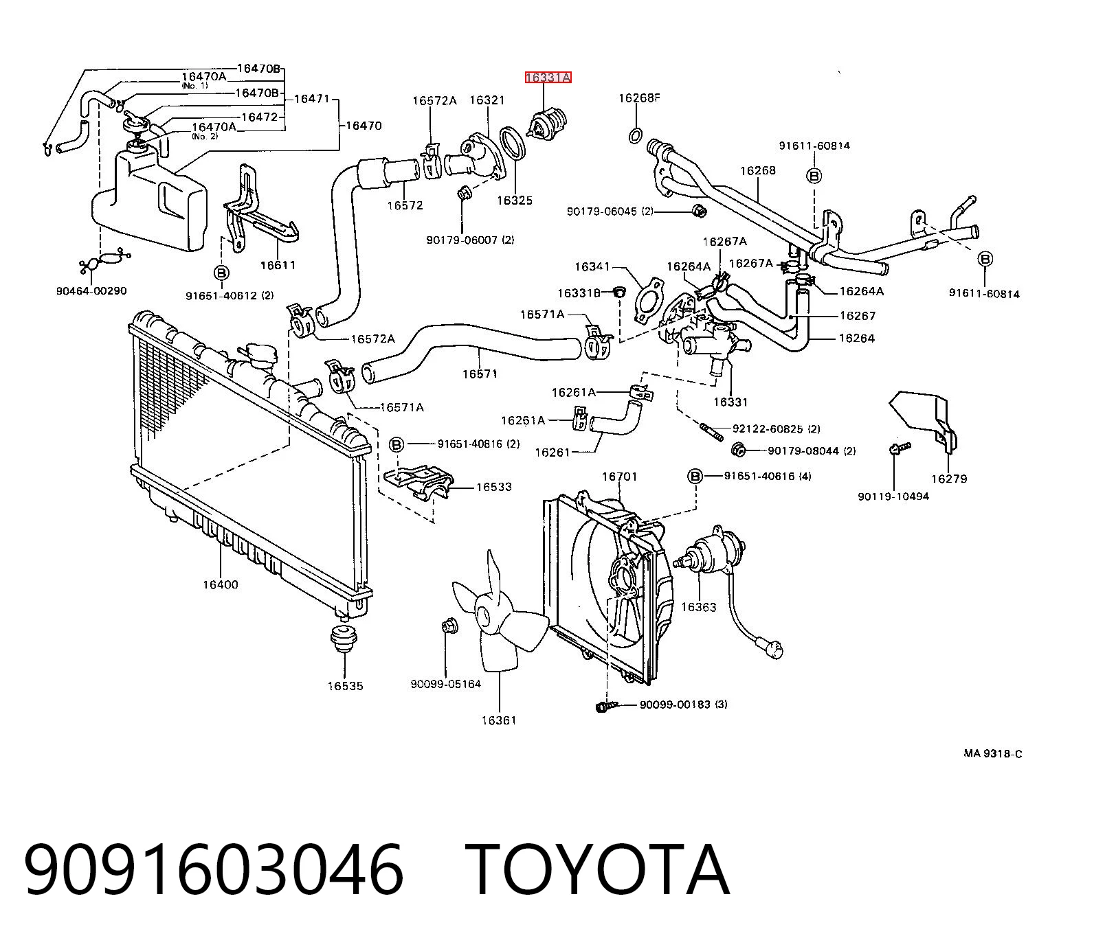 9091603046 Toyota Termostat