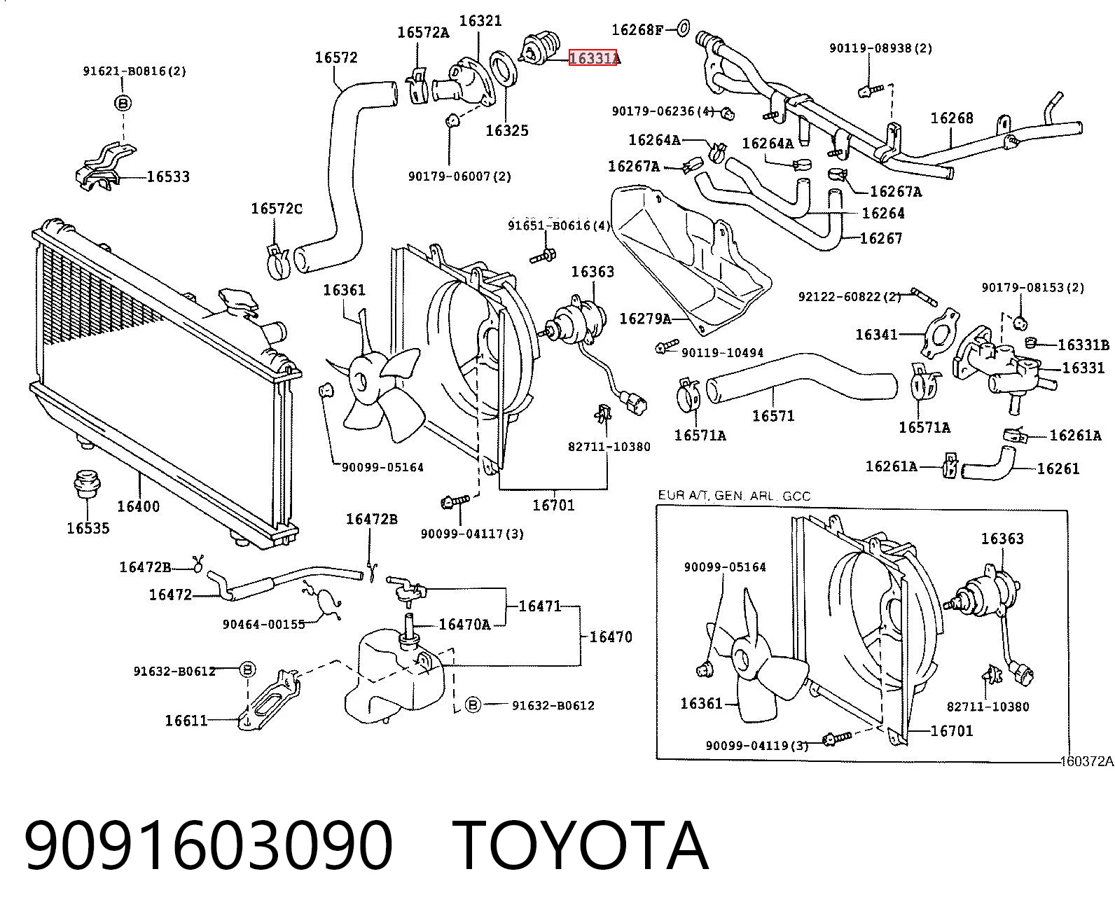 9091603090 Toyota Termostat