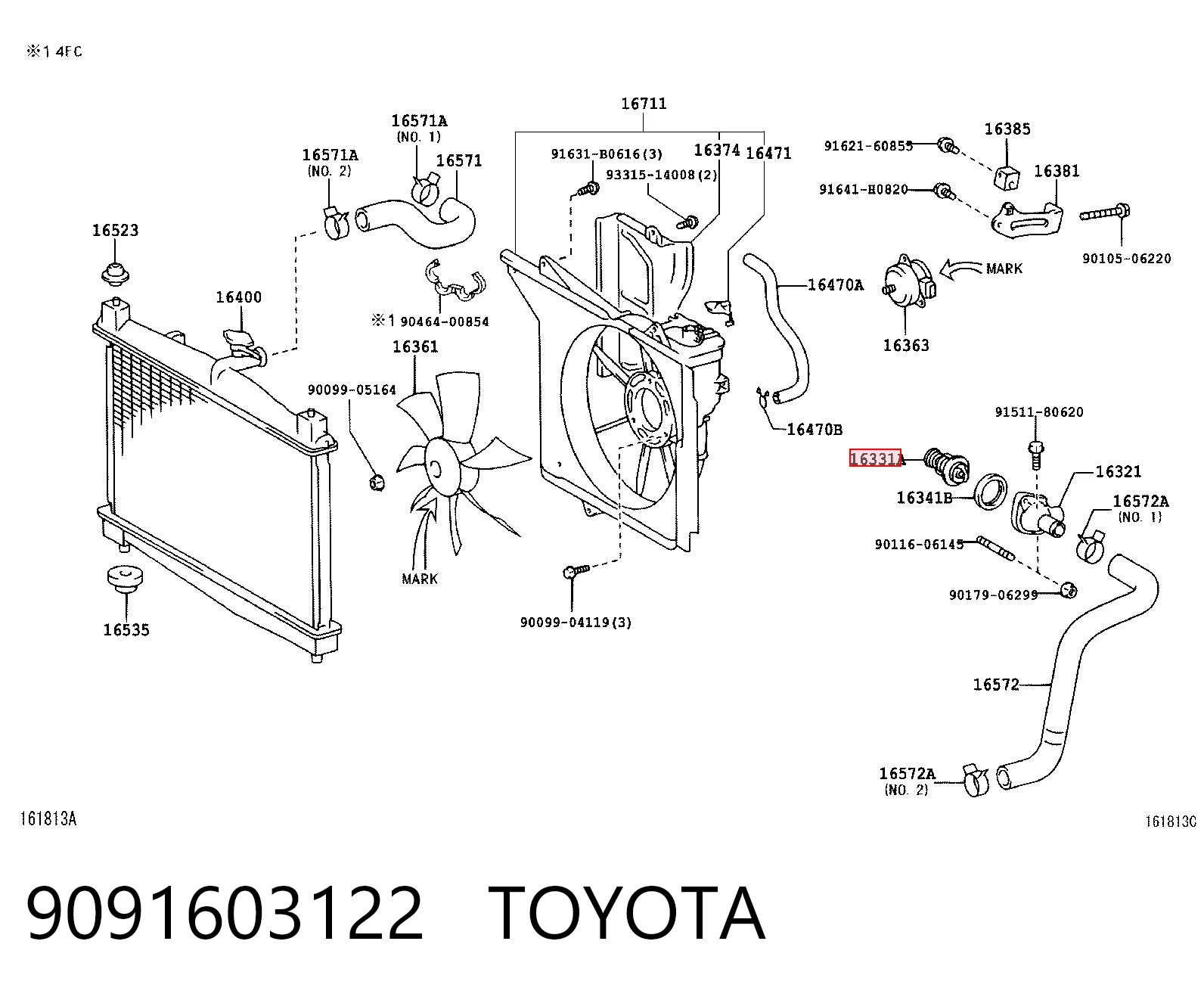 9091603122 Toyota Termostat