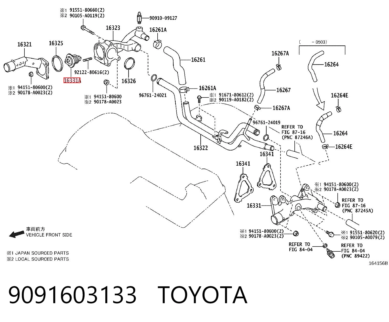 9091603133 Toyota Termostat