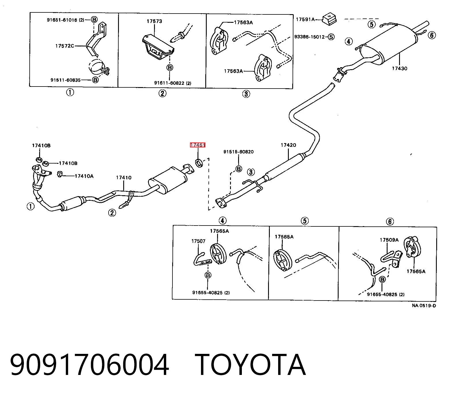 Do koszyka Uszczelka rury odbiornika tłumika Toyota Camry II V2