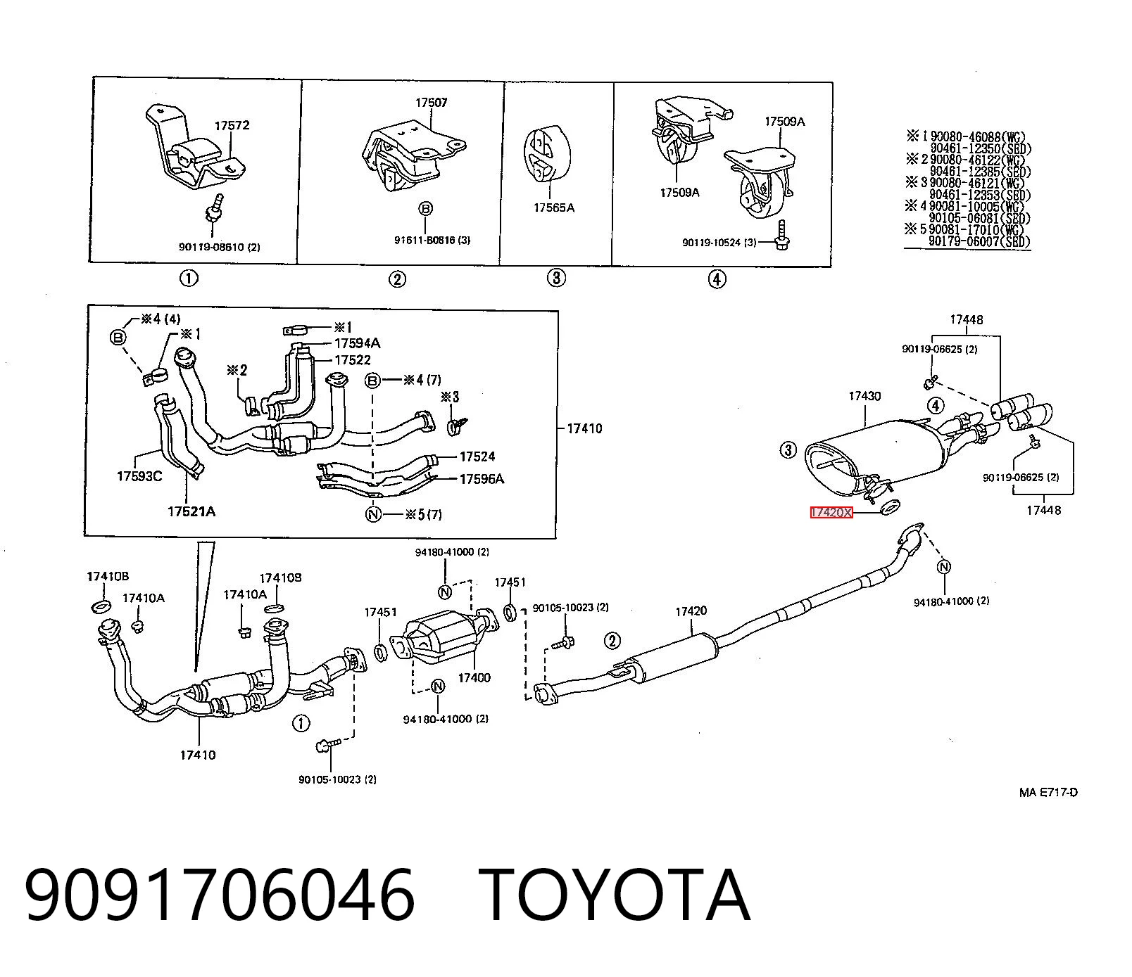 9091706046 Toyota Uszczelka tłumika montażowa