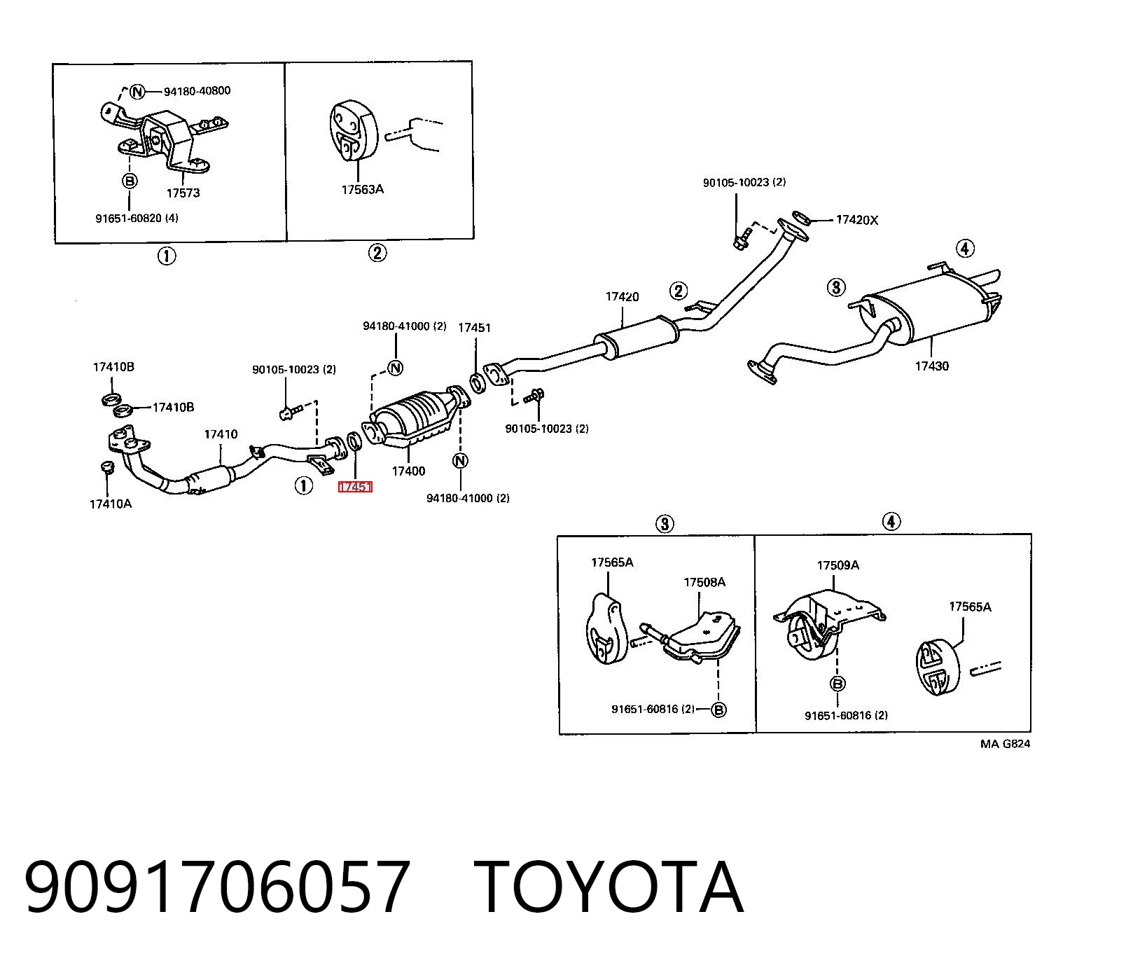 9091706057 Toyota Uszczelka tłumika montażowa