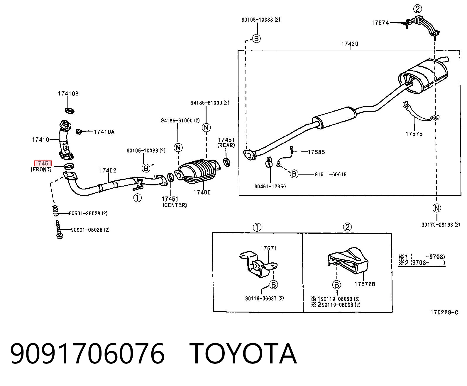 9091706076 Toyota Uszczelka rury odbiornika tłumika