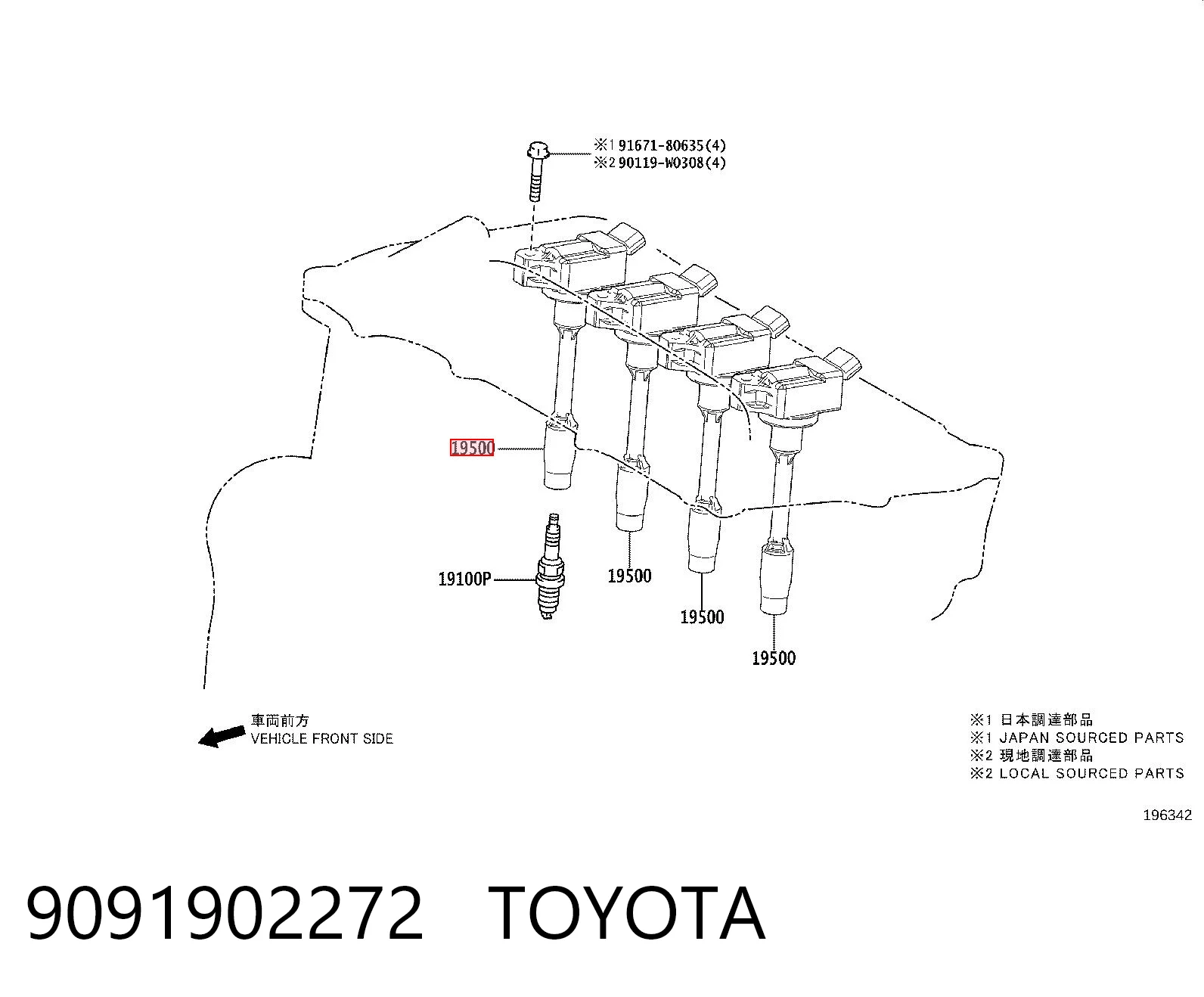 9091902272 Toyota Cewka zapłonowa