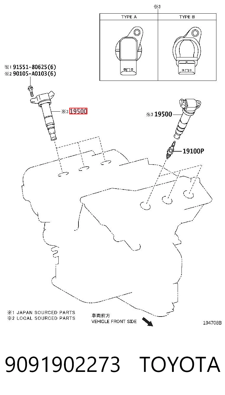 9091902273 Toyota Cewka zapłonowa
