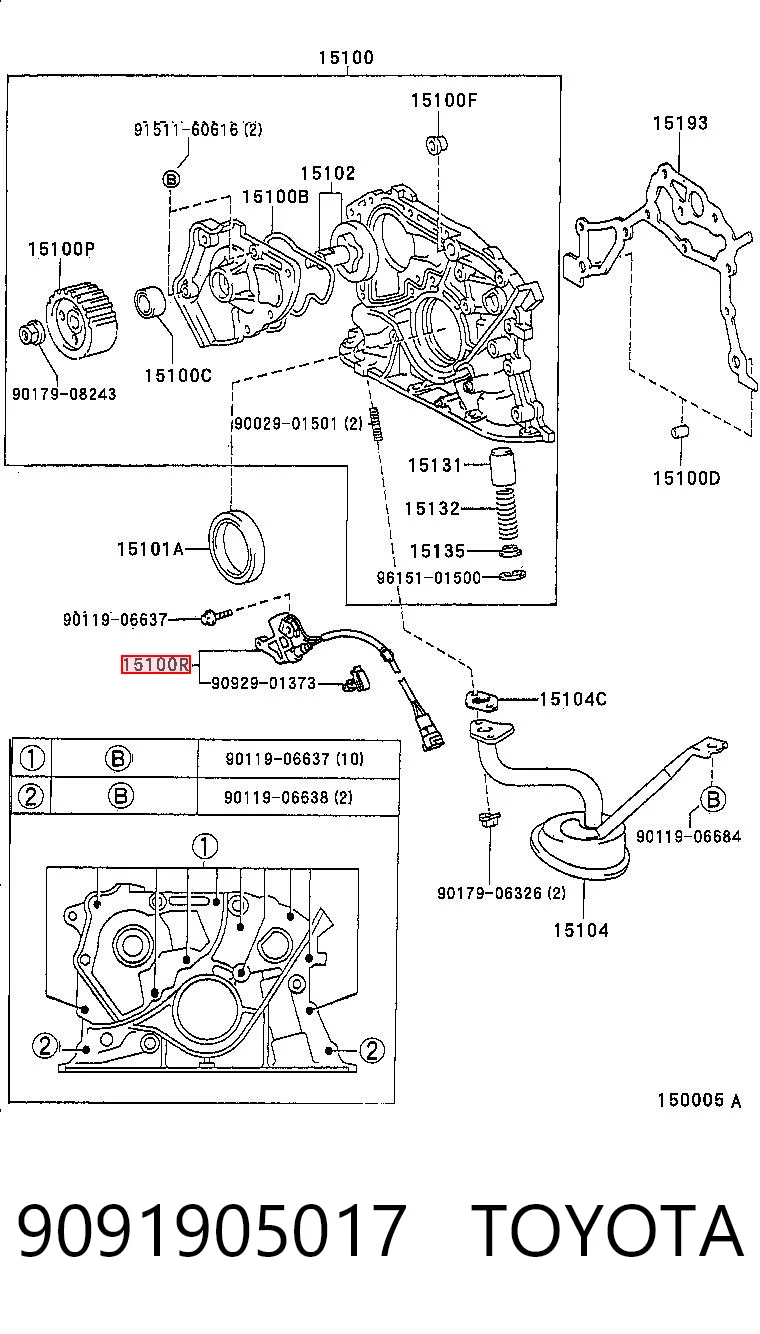 9091905017 Toyota Czujnik położenia wału korbowego