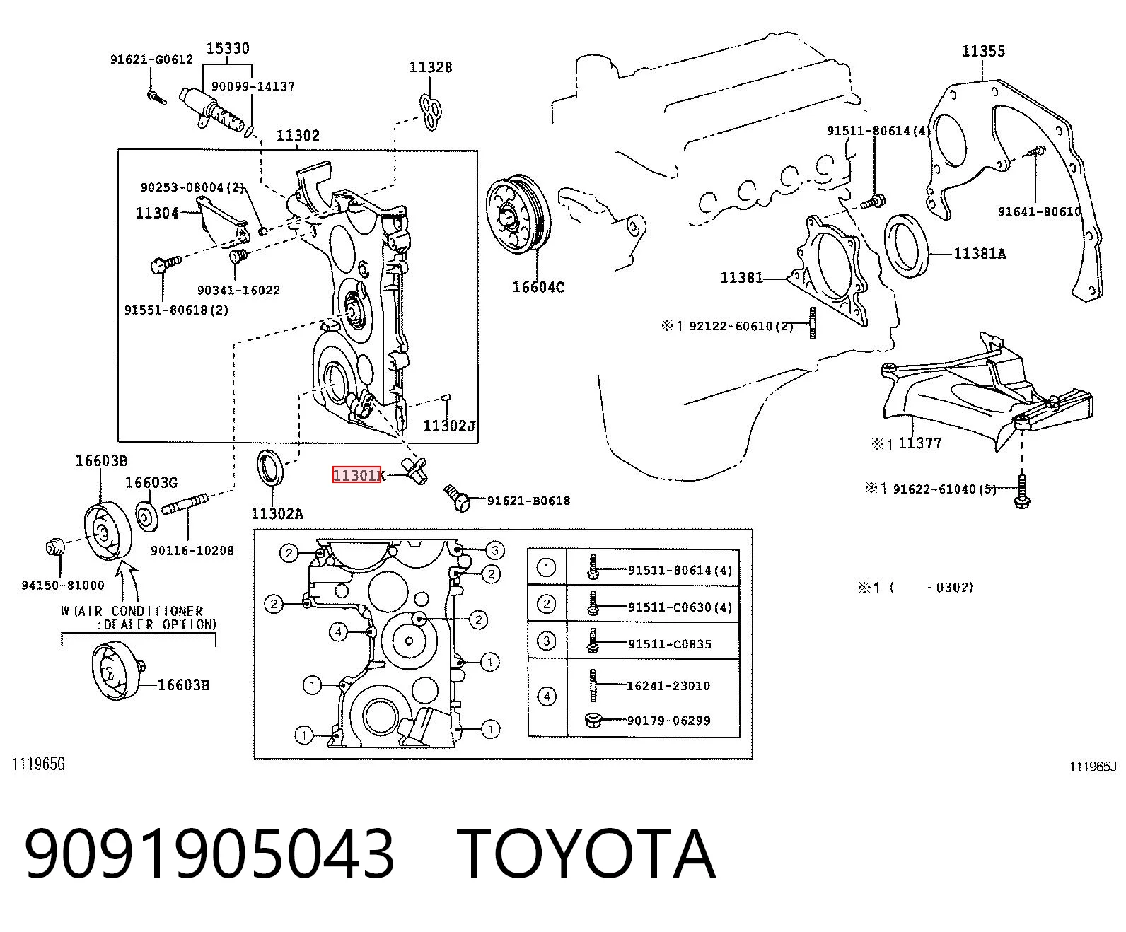 9091905043 Toyota Czujnik położenia wału korbowego