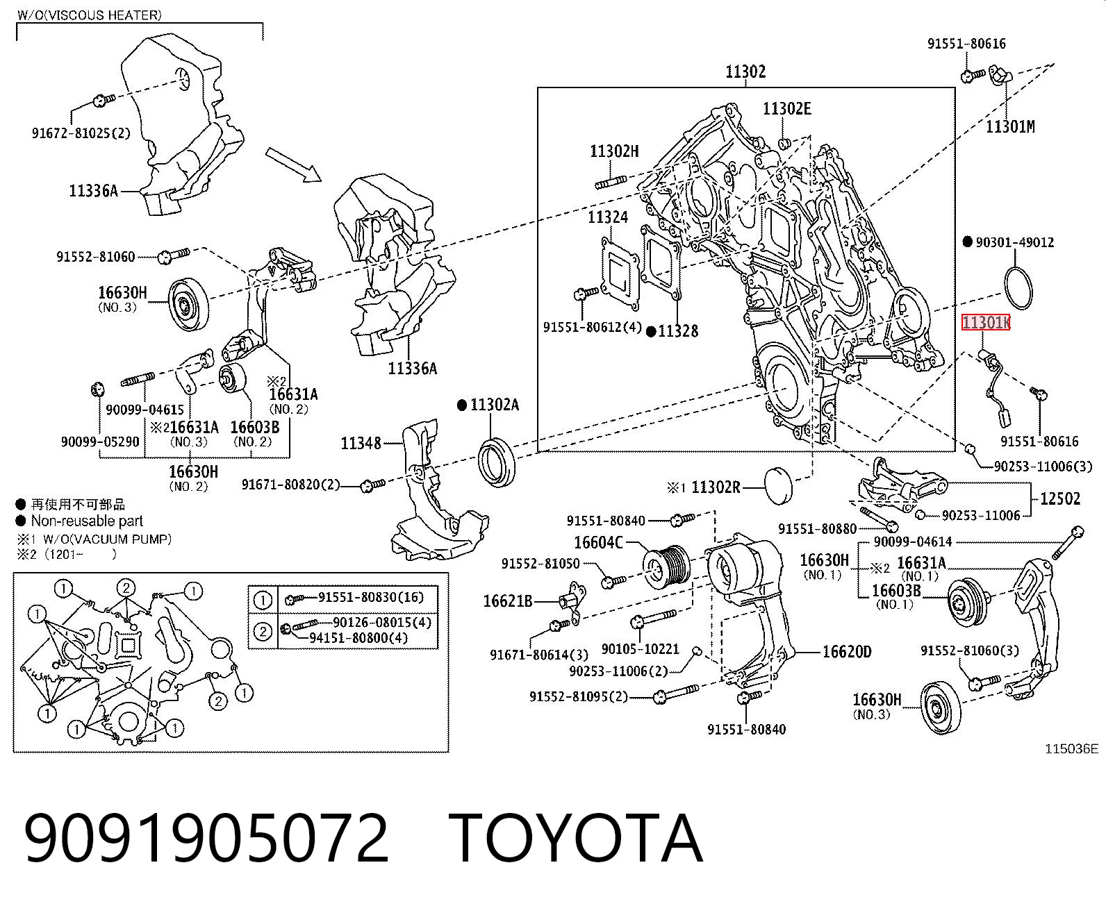 9091905072 Toyota Czujnik położenia wału korbowego