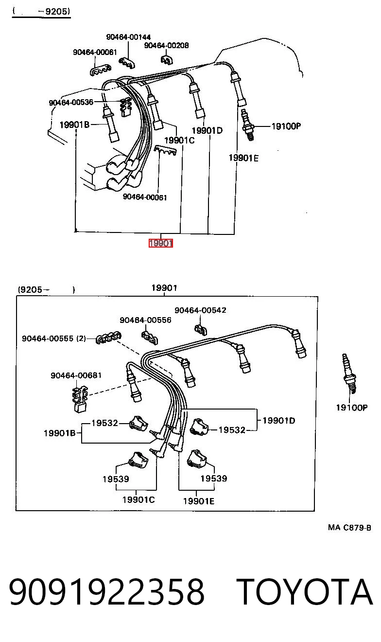 Zestaw przewodów wysokiego napięcia do Toyota Hiace IV H1, H2