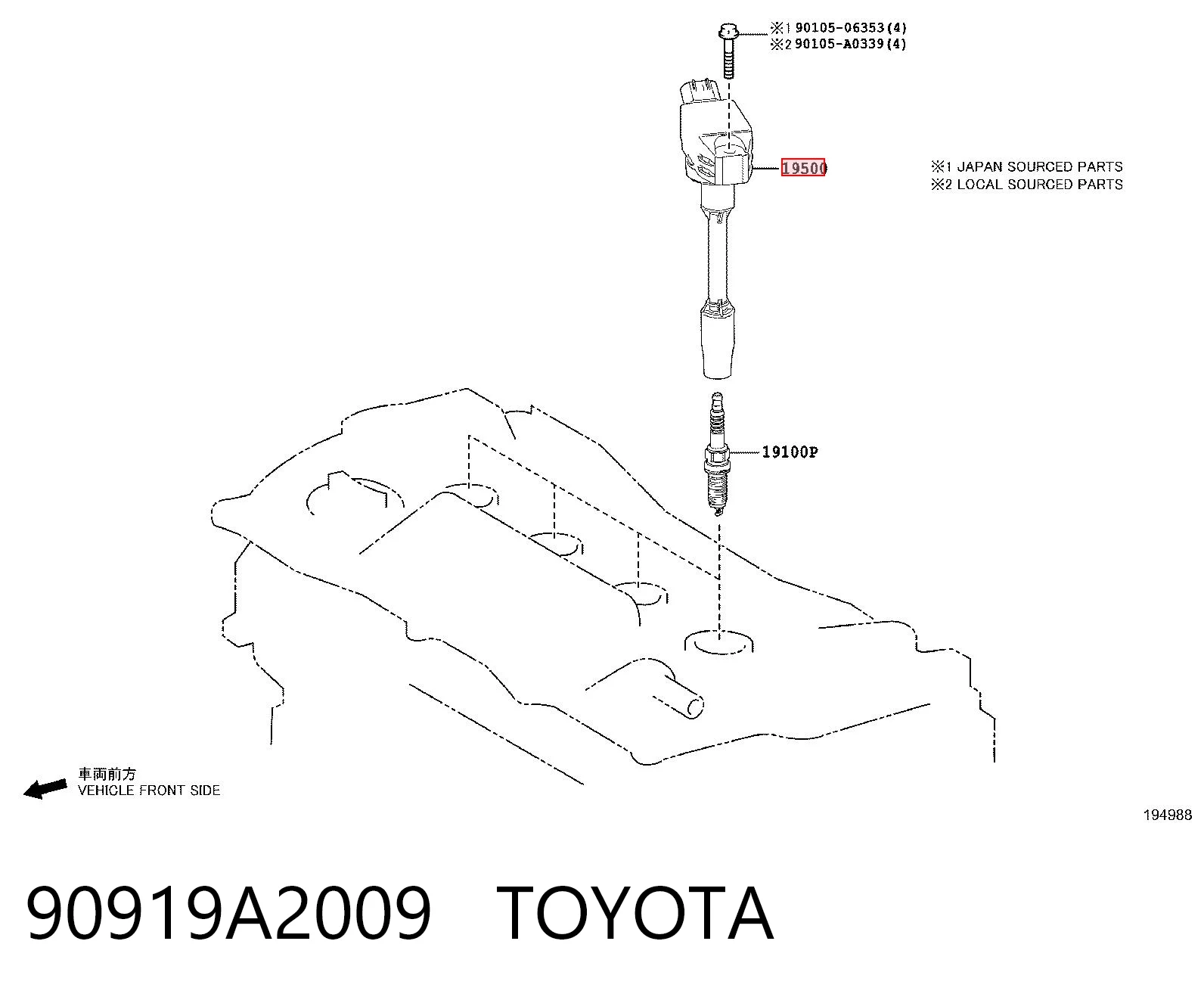 Do koszyka Cewka zapłonowa Toyota Camry  V70