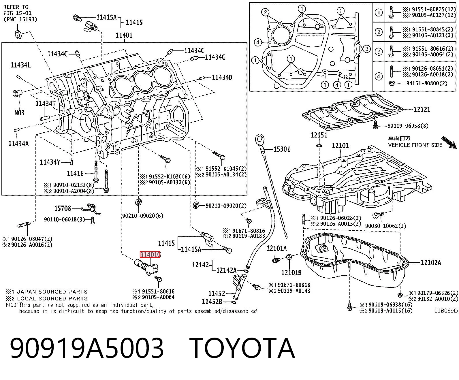 90919A5003 Toyota Czujnik położenia wału korbowego