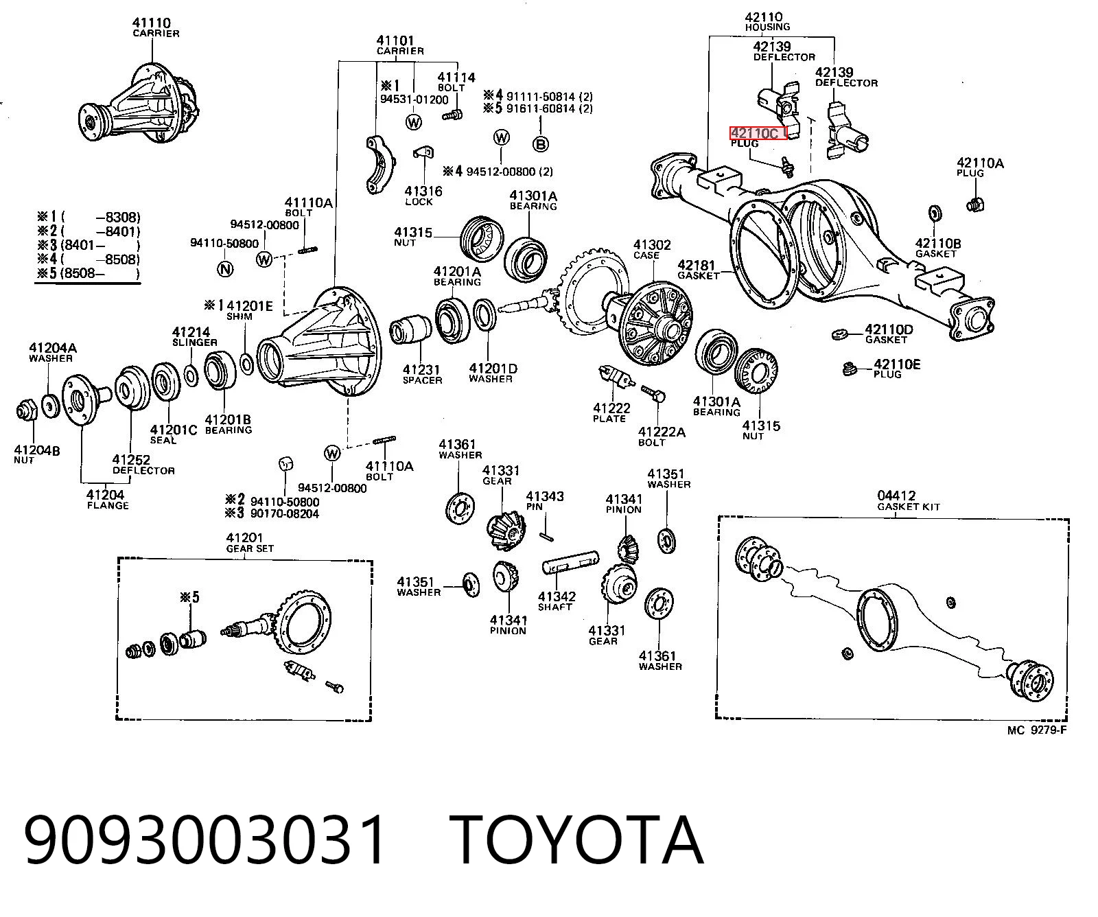 9093003031 Toyota Odpowietrznik skrzyni korbowej tylnej osi