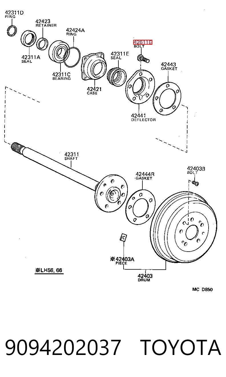 9094202037 Toyota Szpilka koła przednia