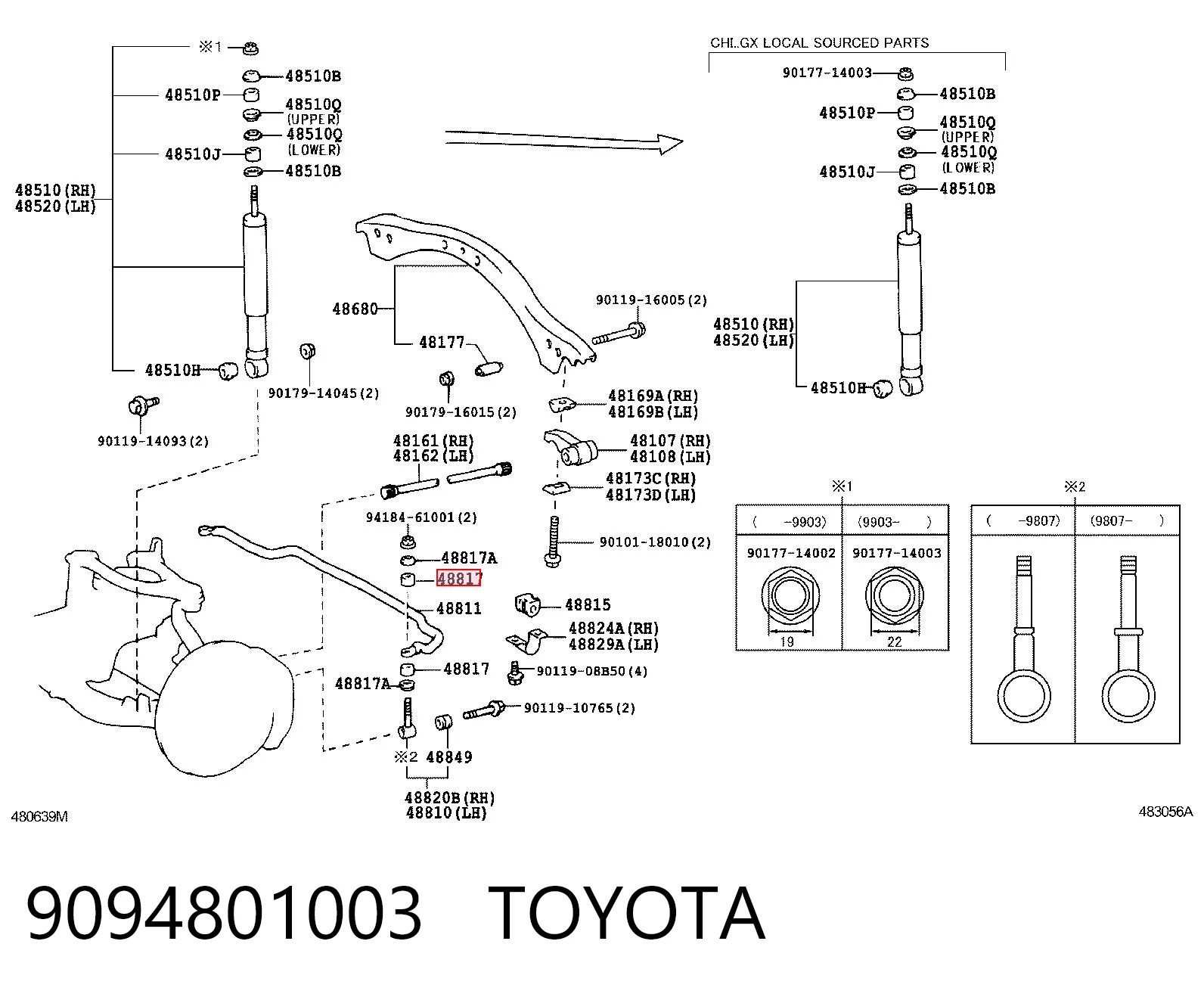 9094801003 Toyota Tuleja łącznika stabilizatora przedniego