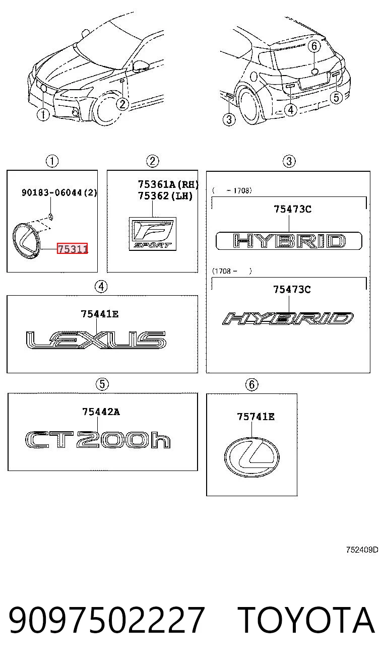 9097502227 Toyota Emblemat na maskę