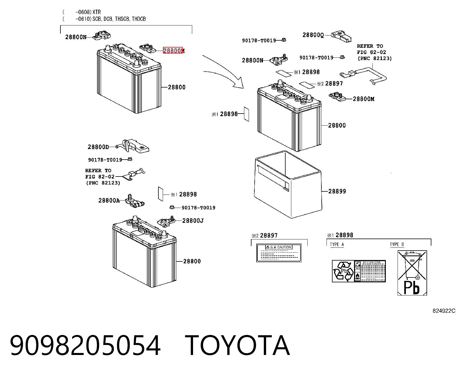 9098205054 Toyota Klema akumulatora
