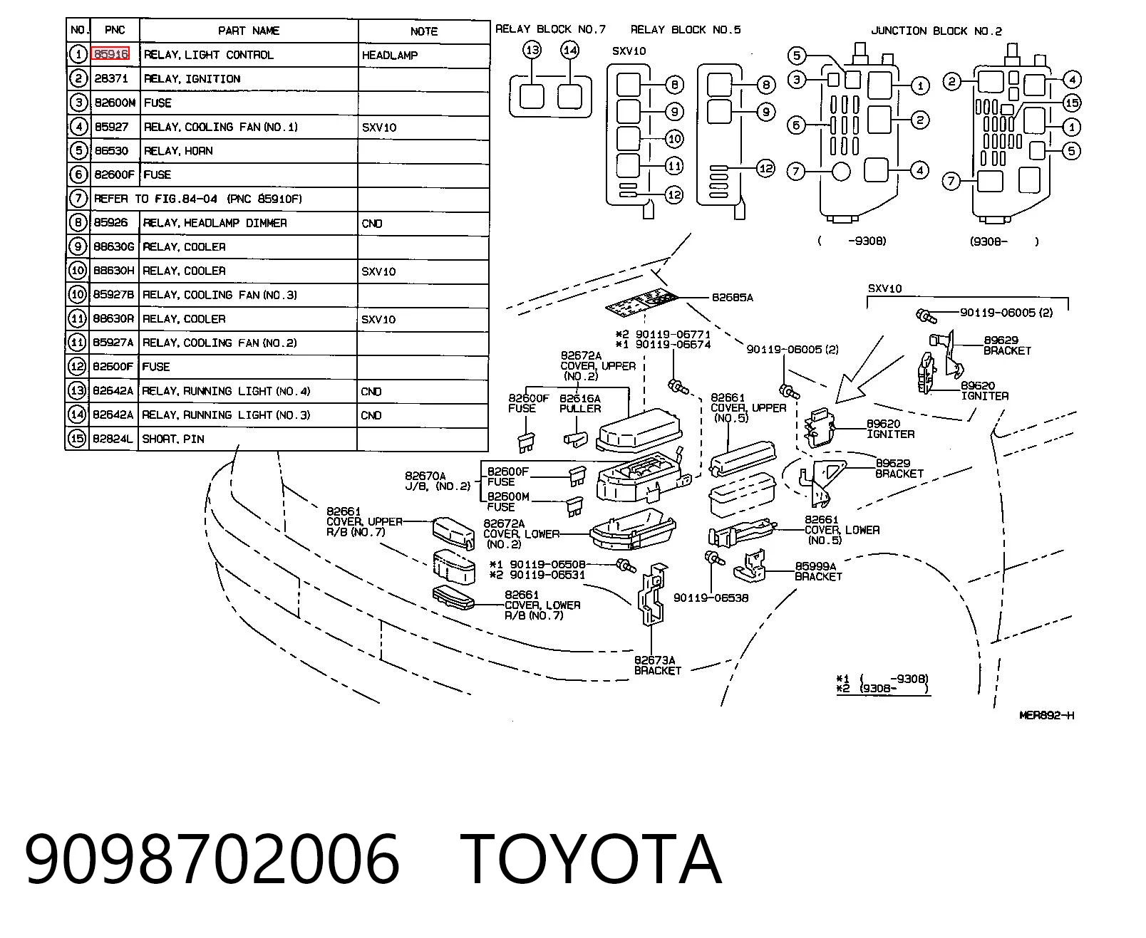 9098702006 Toyota Przekaźnik świateł